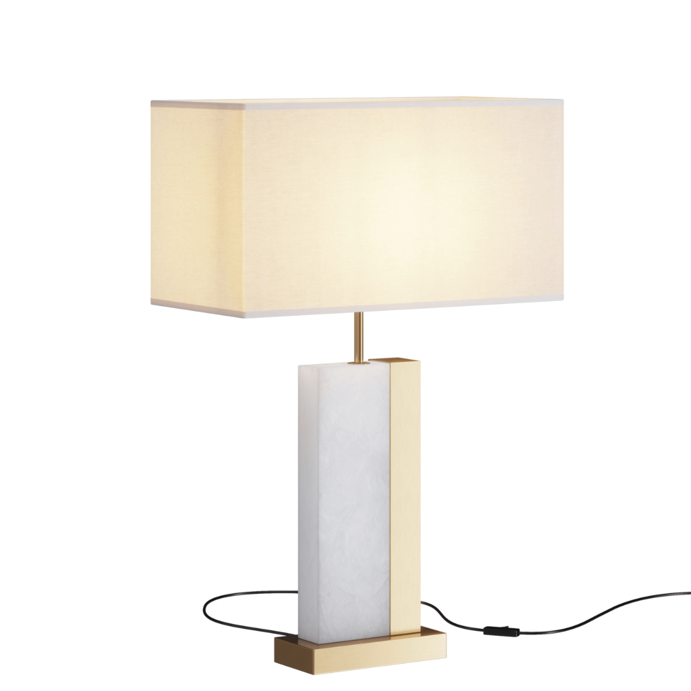 une lampe au style ancien en albâtre de couleur blanc et doré
