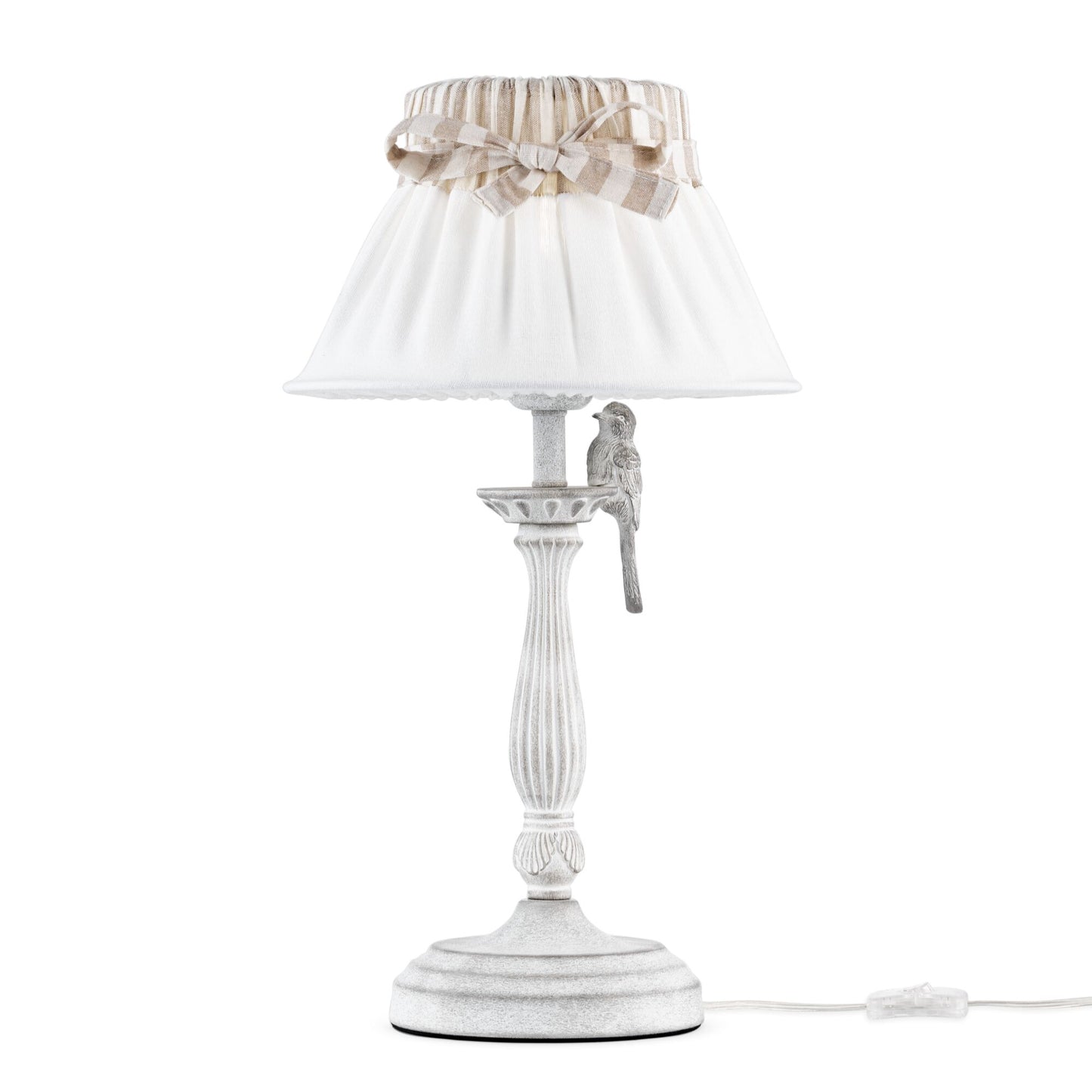 Une Lampe de Chevet vintage Oiseau de couleur prédominante blanche.